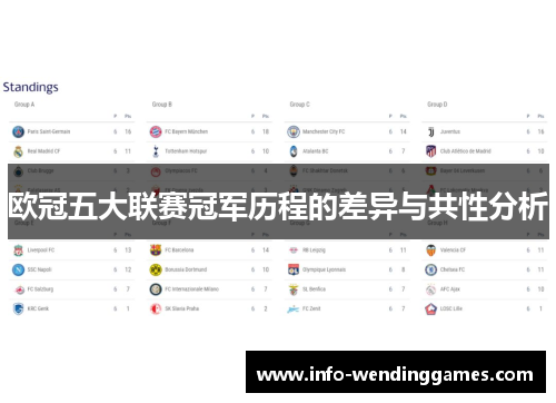 欧冠五大联赛冠军历程的差异与共性分析