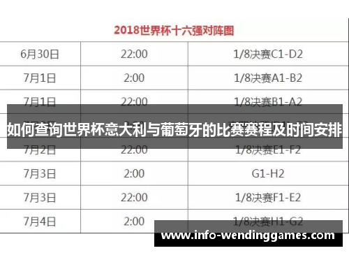 如何查询世界杯意大利与葡萄牙的比赛赛程及时间安排