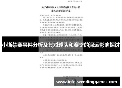 小斯禁赛事件分析及其对球队和赛季的深远影响探讨